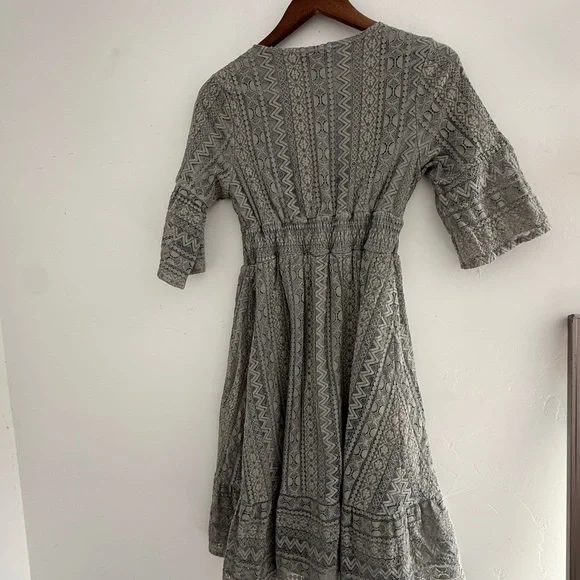 Lace Button-Front Midi Dress in Blue Grey | Polagram Dress size Medium - Picture 6 of 7